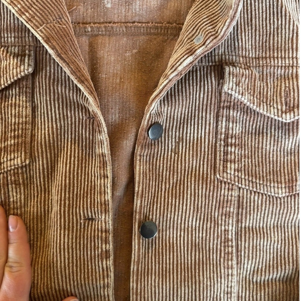 POL Corduroy Trucker Jacket Distressed Hem Button Up Long Sleeve Women L - Picture 3 of 6